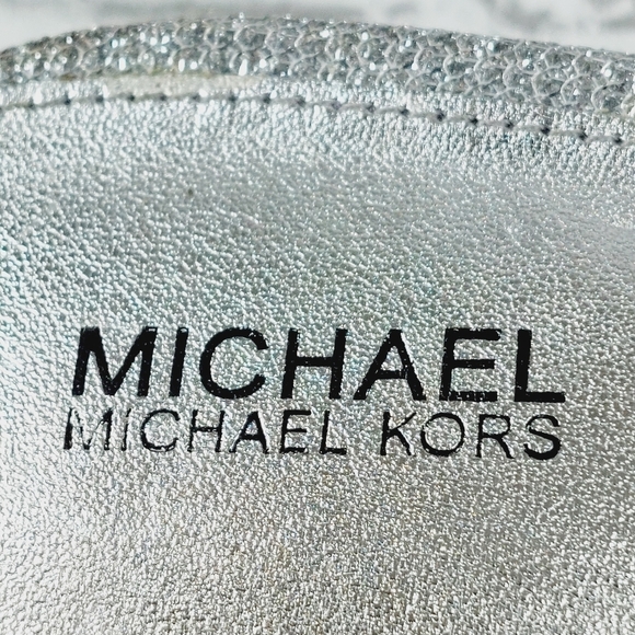 NEW Michael Kors Silver Slip On Buckle Slingback Summer Heeled Sandals O756 - Picture 10 of 13